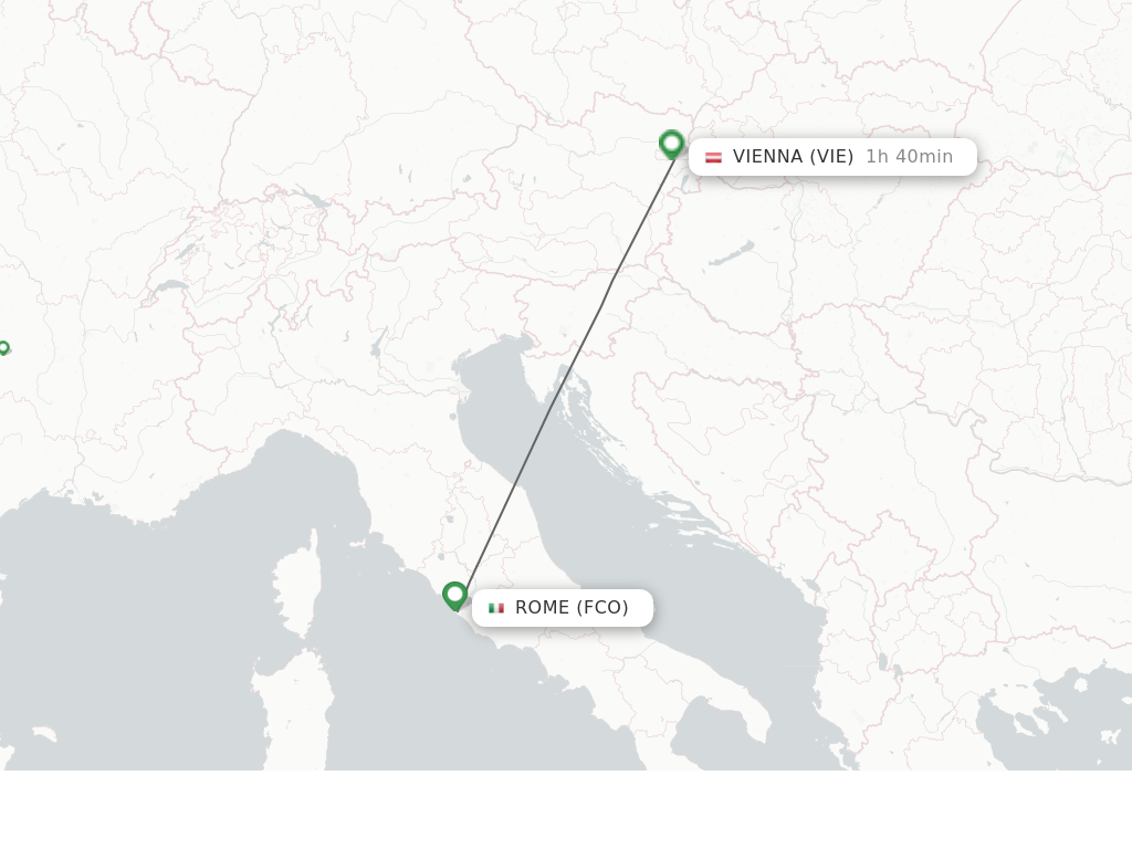 Flights from Rome to Vienna route map