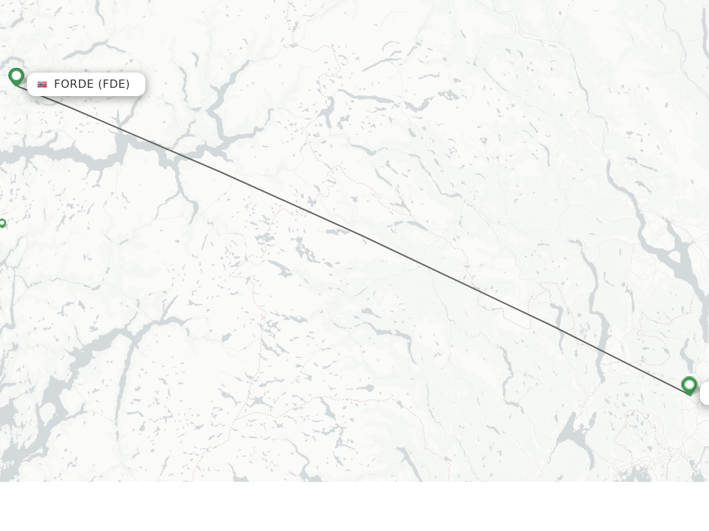 Flights from Oslo to Forde route map