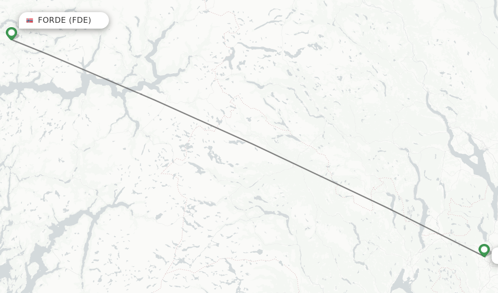 Flights from Forde to Oslo route map