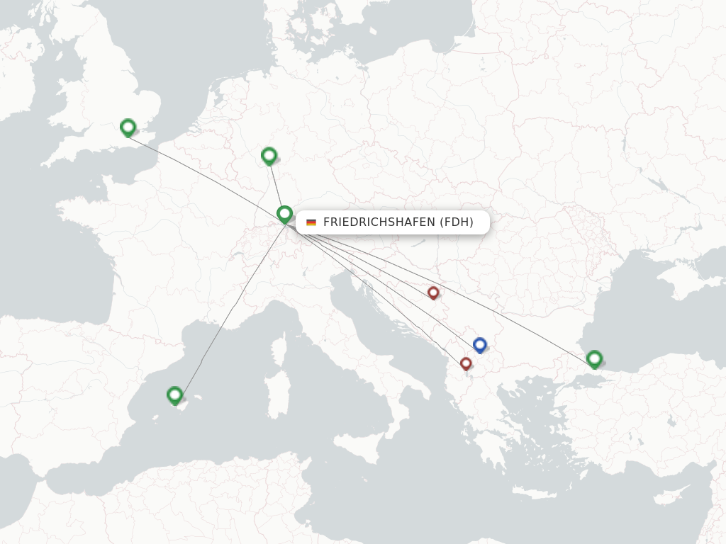Flights from Friedrichshafen to Hamburg route map