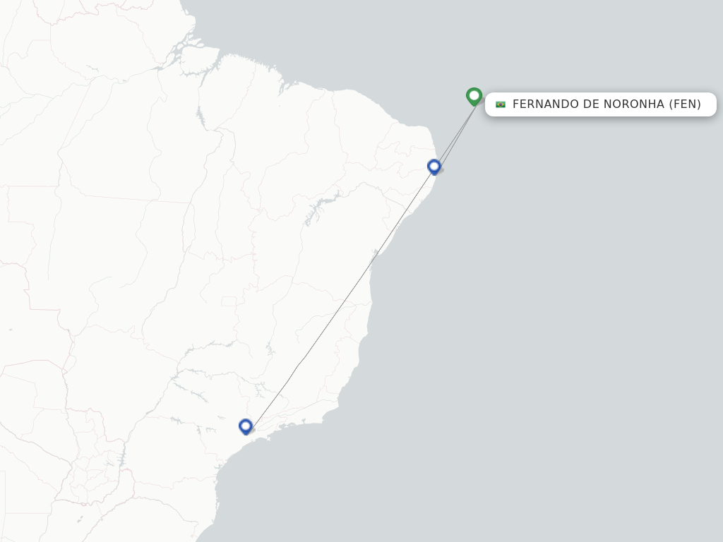 Flights from Fernando De Noronha to Fortaleza route map
