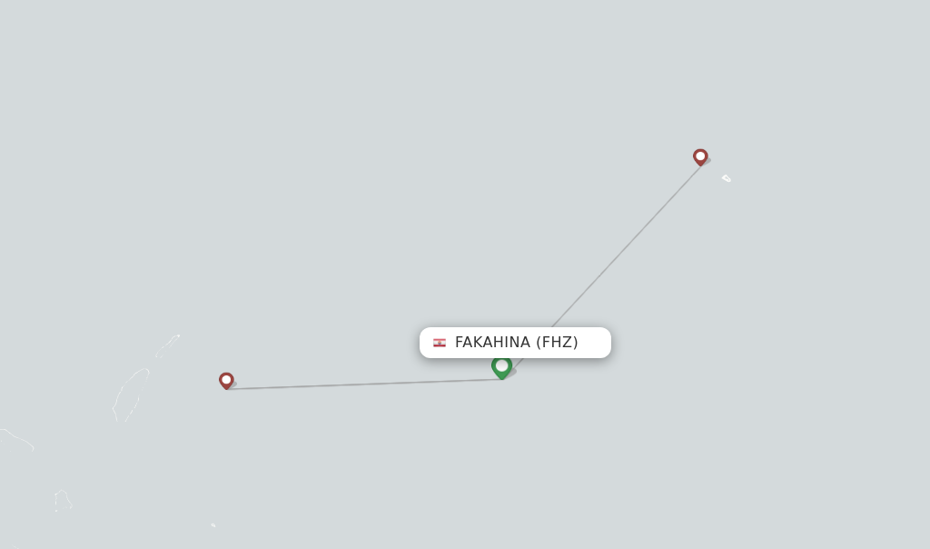 Route map with flights from Fakahina with Air Tahiti