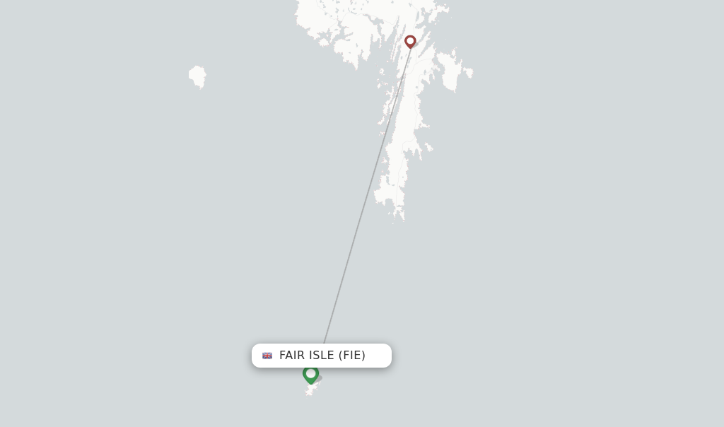 Flights from Fair Isle to Kirkwall route map
