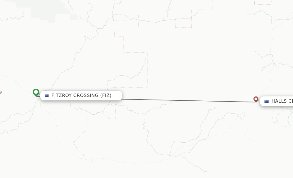 Flights from Fitzroy Crossing to Halls Creek route map