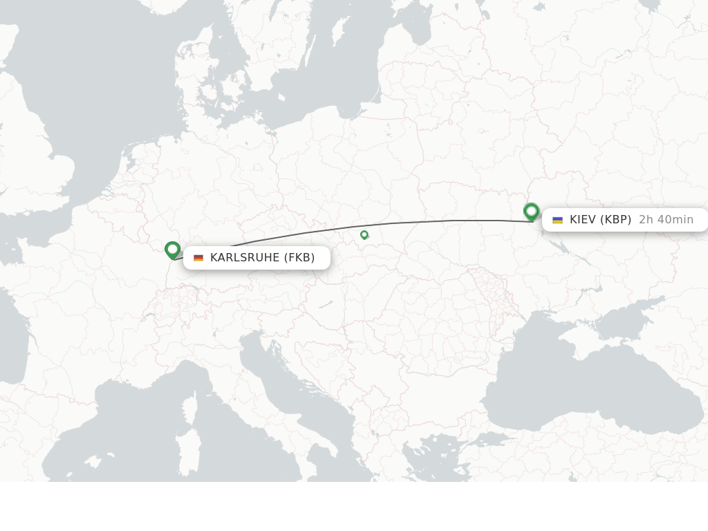 Flights from Karlsruhe/Baden-Baden to Kiev/Kyiv route map