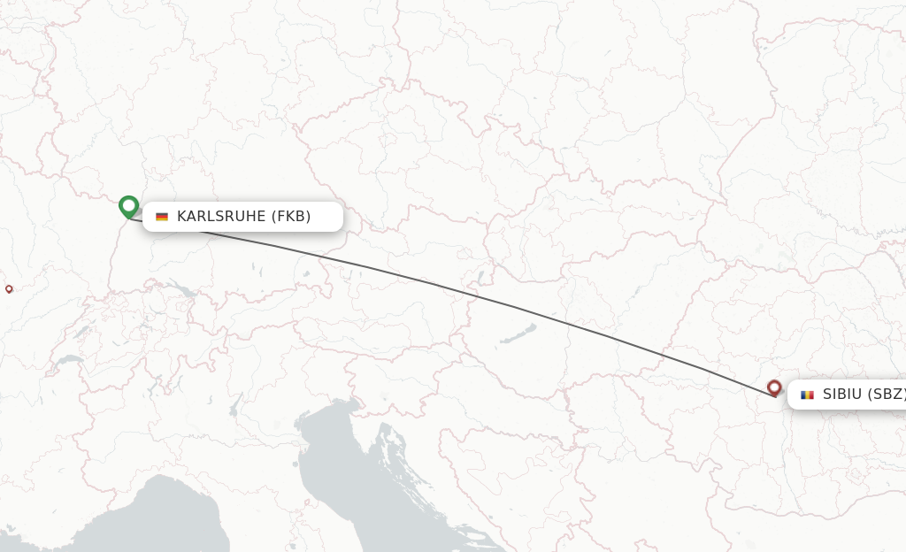 Flights from Karlsruhe/Baden-Baden to Sibiu route map