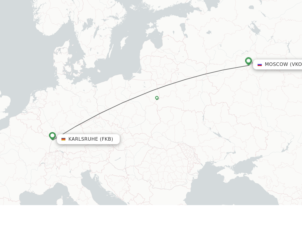 Flights from Karlsruhe/Baden-Baden to Moscow route map