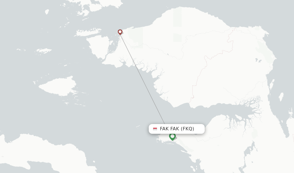 Route map with flights from Fak Fak with Wings Air