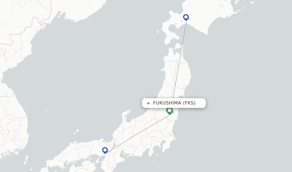 Route map with flights from Fukushima with ANA