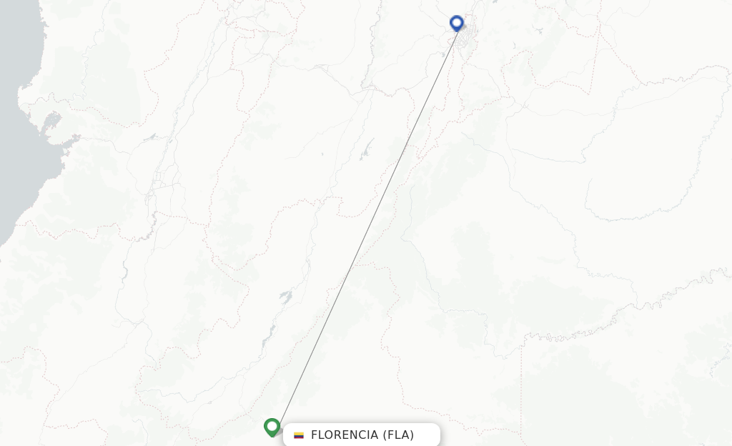 Route map with flights from Florencia with AVIANCA