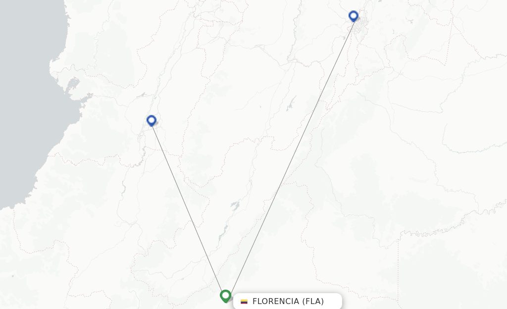 Route map with flights from Florencia with Clic Air