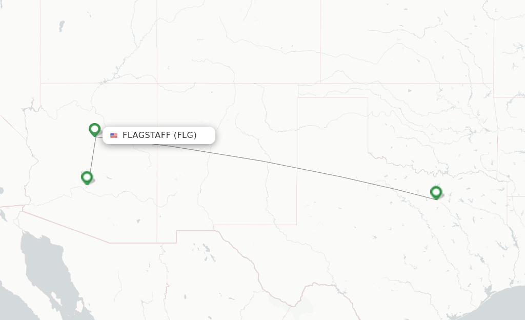 Route map with flights from Flagstaff with American Airlines