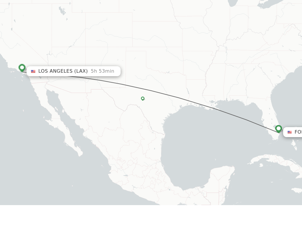 Flights from Fort Lauderdale to Los Angeles route map