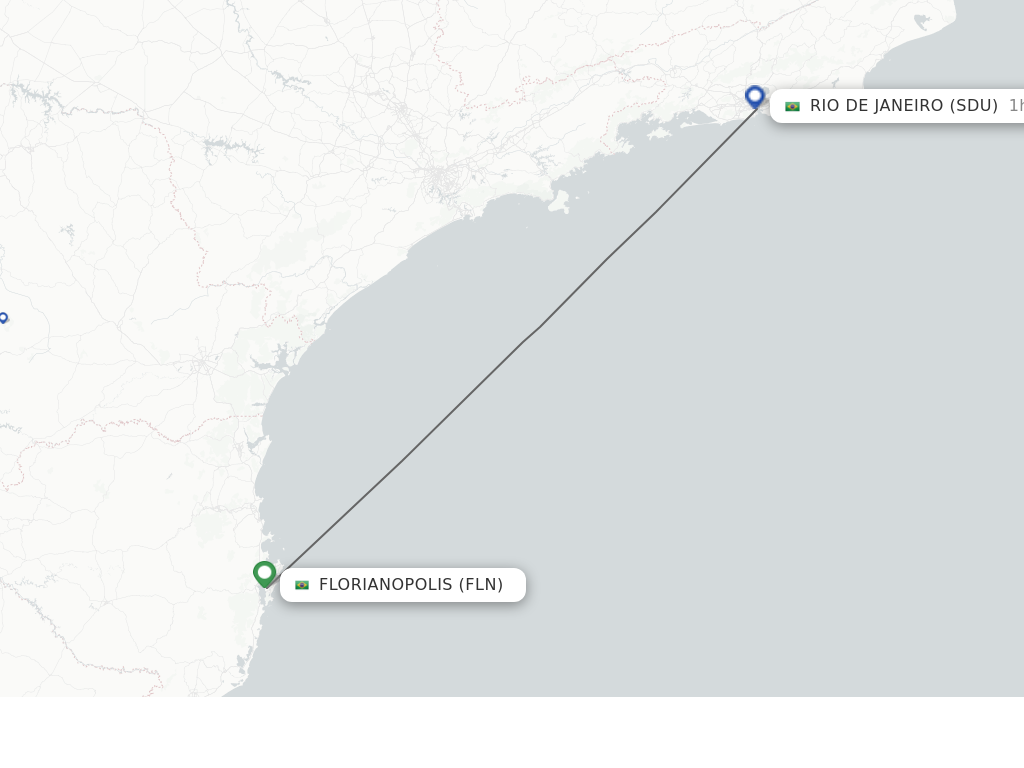 Flights from Florianopolis to Rio De Janeiro route map