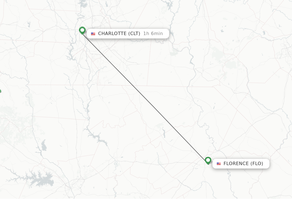 Flights from Florence to Charlotte route map