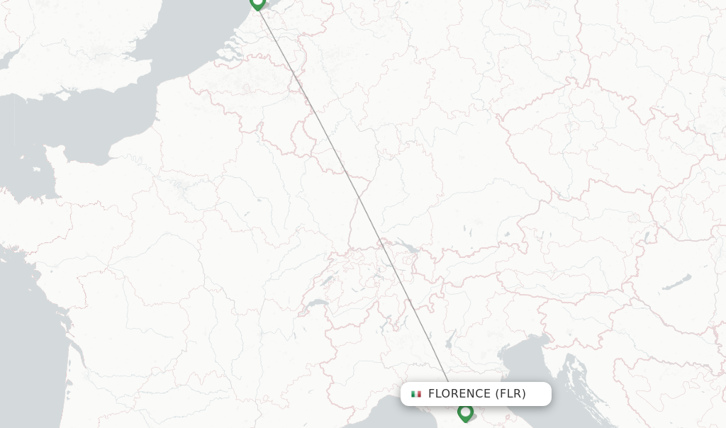 Route map with flights from Florence with KLM