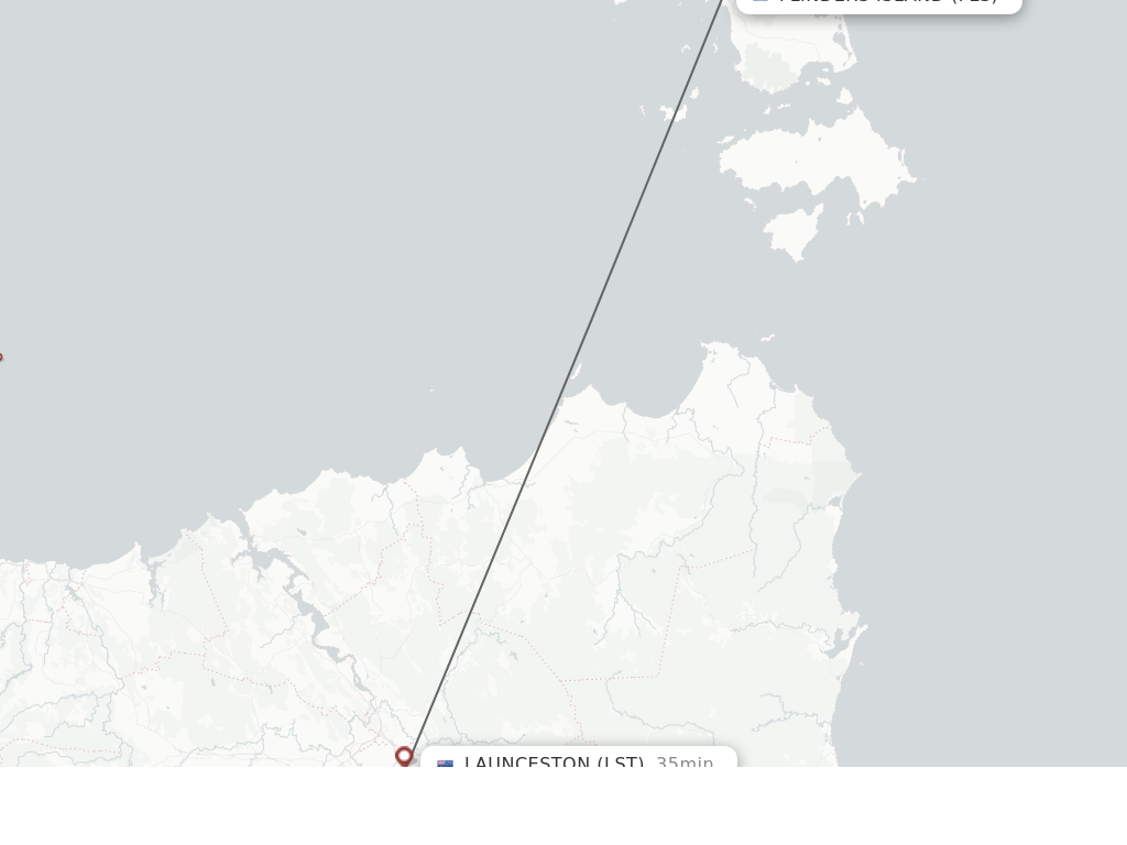 Flights from Flinders Island to Launceston route map