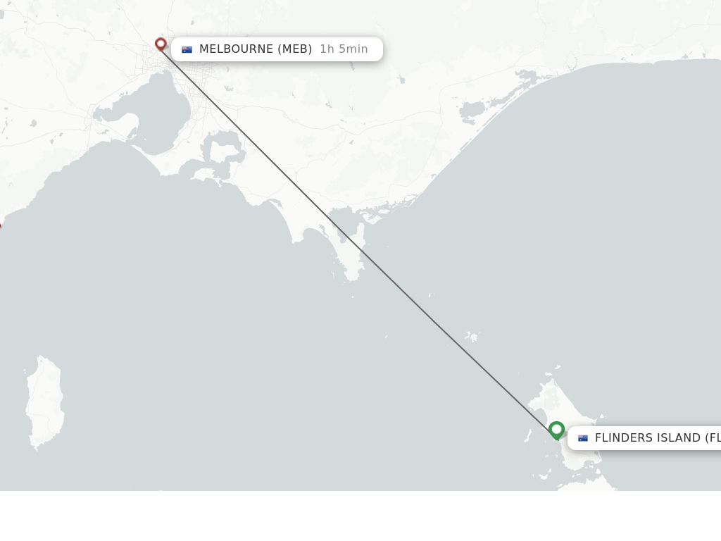 Flights from Flinders Island to Melbourne route map