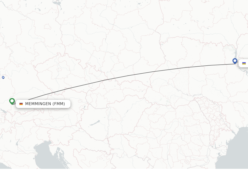 Flights from Memmingen to Kiev route map