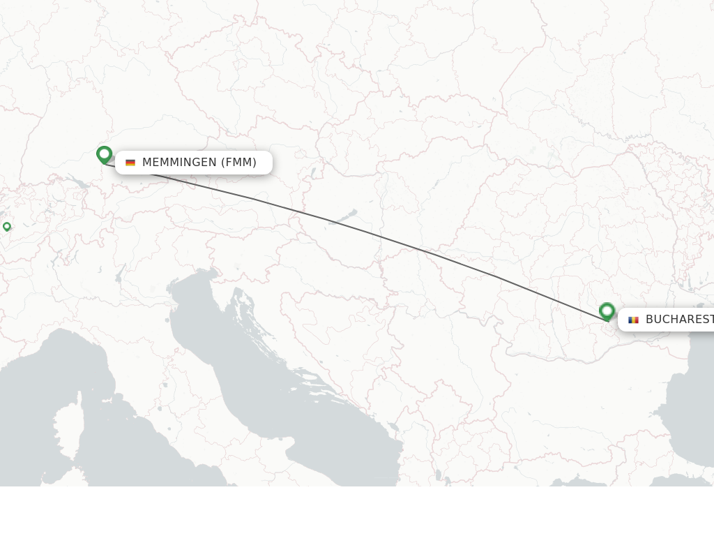 Flights from Memmingen to Bucharest route map