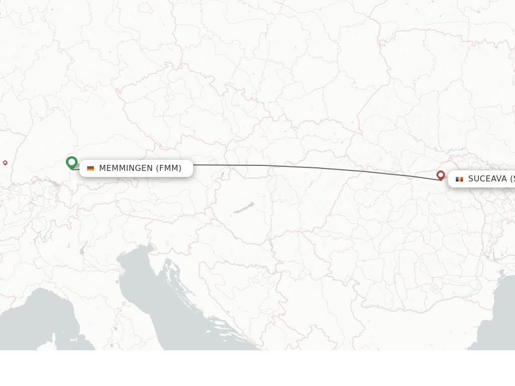 Flights from Memmingen to Suceava route map