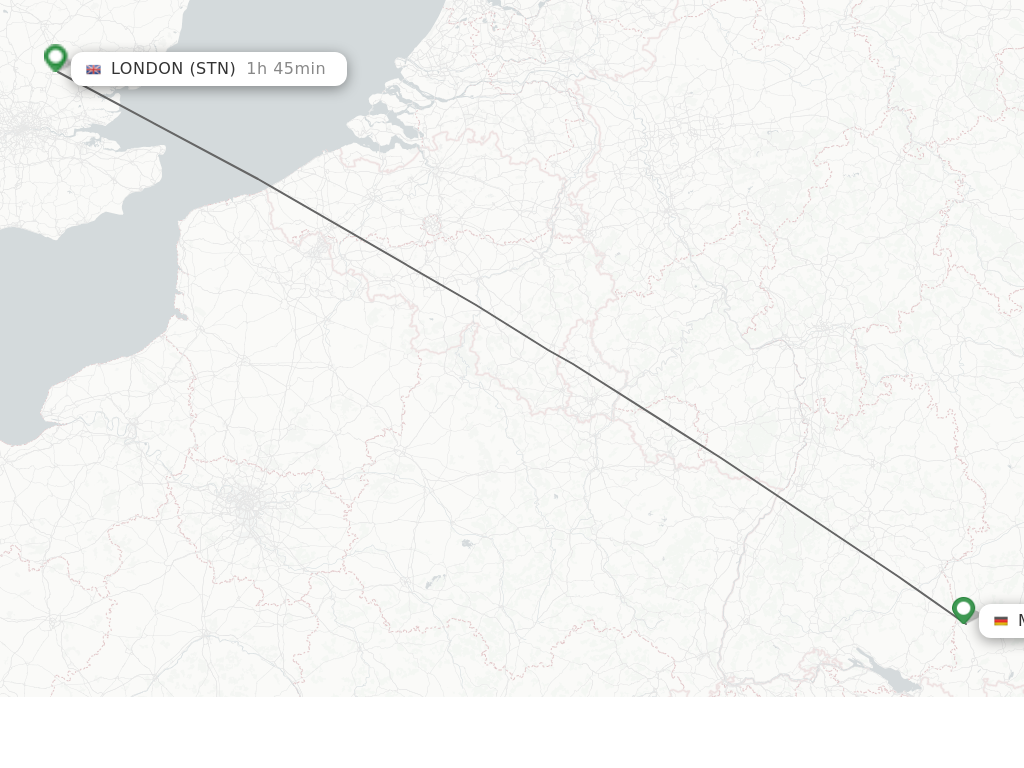 Flights from Memmingen to London route map