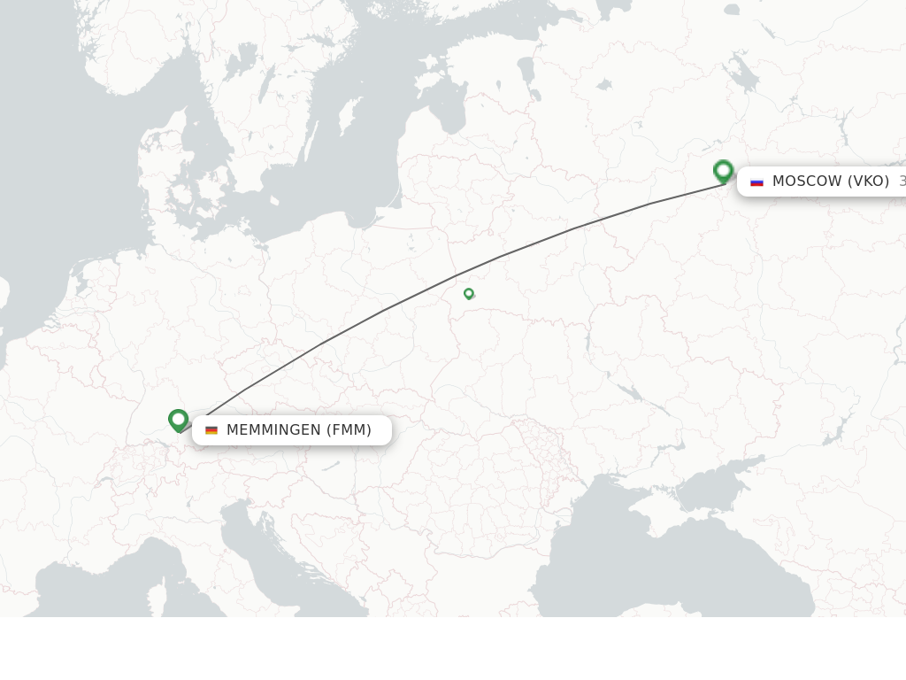Flights from Memmingen to Moscow route map