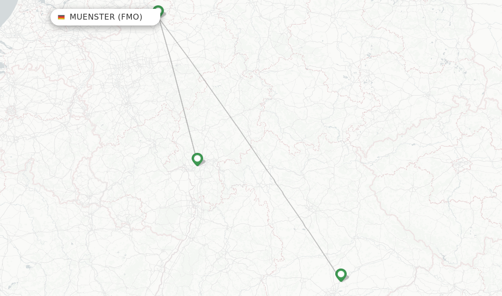 Route map with flights from Muenster with Lufthansa
