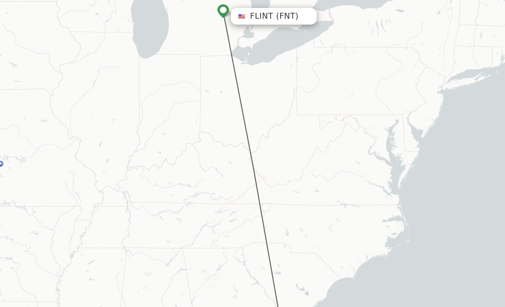 Flights from Flint to Savannah route map