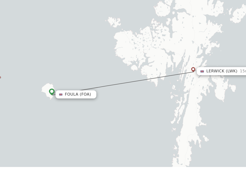 Flights from Foula to Lerwick route map