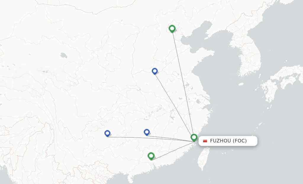 Route map with flights from Fuzhou with China Southern Airlines