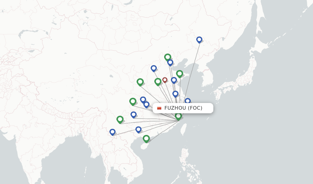 Route map with flights from Fuzhou with Fuzhou Airline