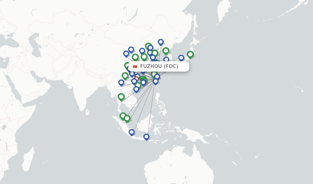 Route map with flights from Fuzhou with XiamenAir