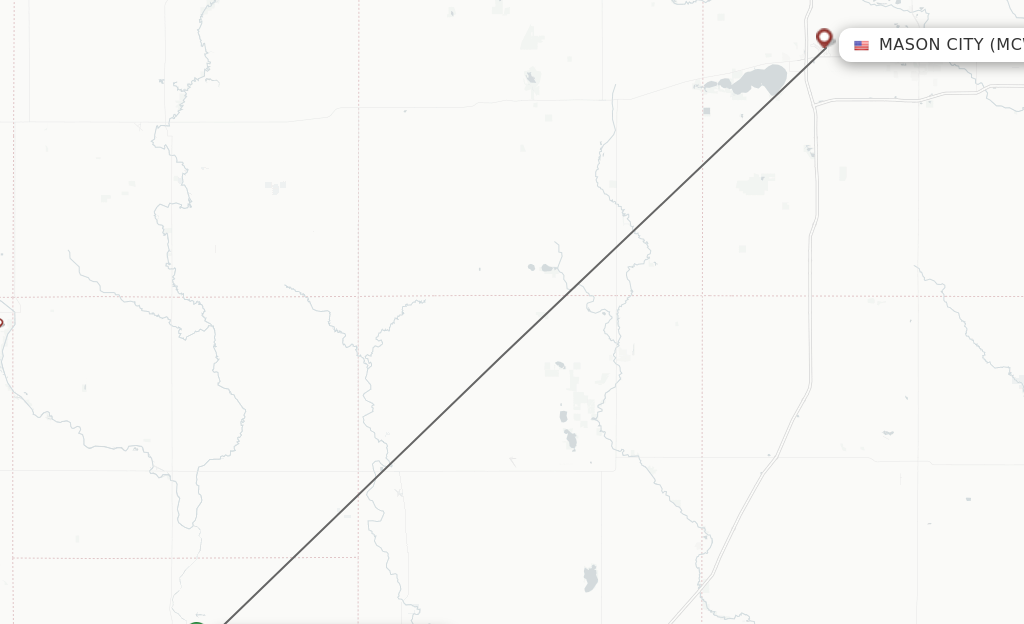 Flights from Fort Dodge to Mason City route map