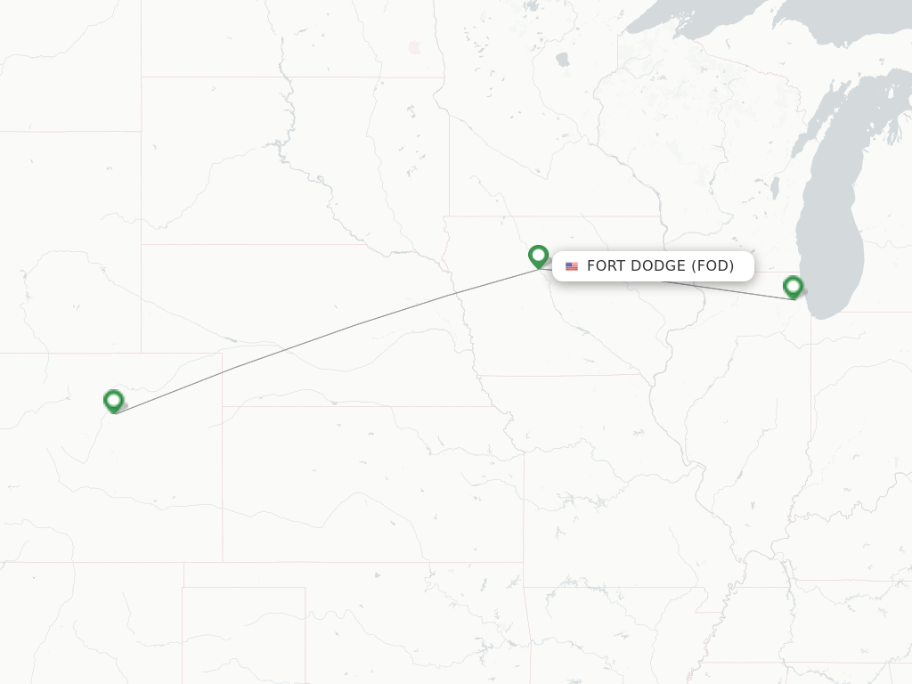 Flights from Fort Dodge to Denver route map