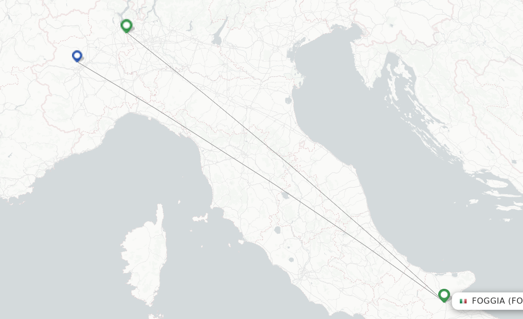 Route map with flights from Foggia with Bristow