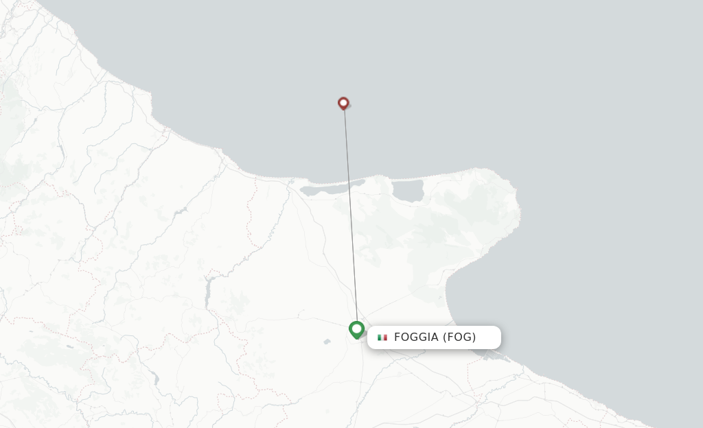 Route map with flights from Foggia with 