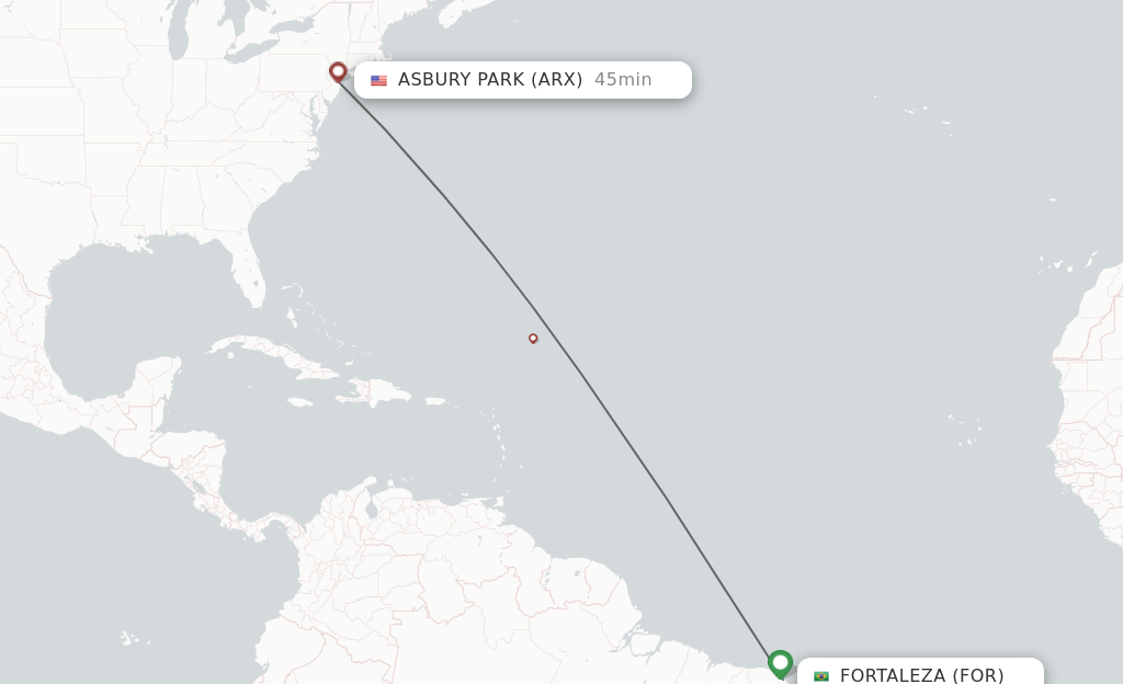 Flights from Fortaleza to Aracati route map