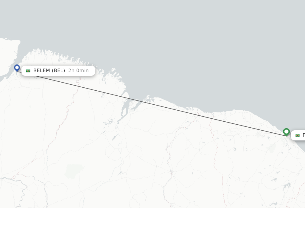 Flights from Fortaleza to Belem route map