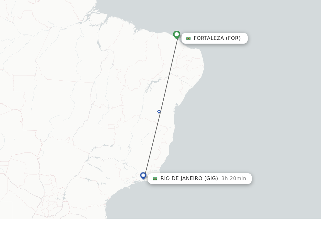 Flights from Fortaleza to Rio De Janeiro route map