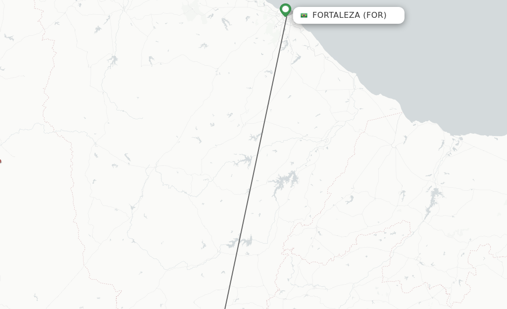Flights from Fortaleza to Juazeiro Do Norte route map