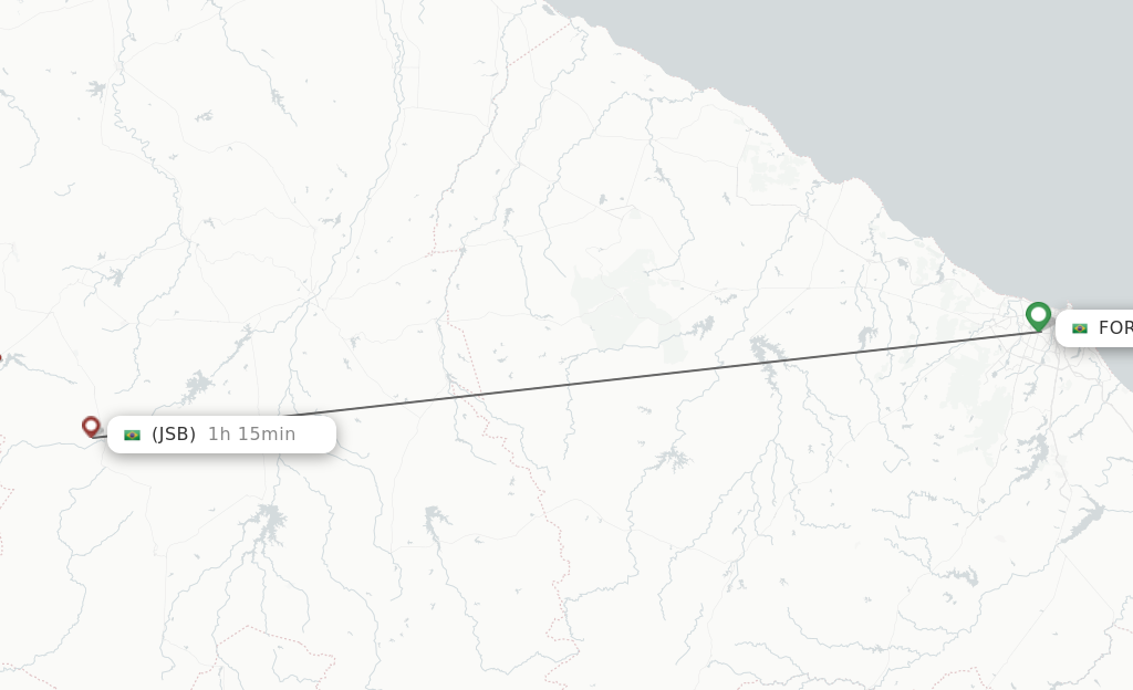 Flights from Fortaleza to Sao Benedito route map
