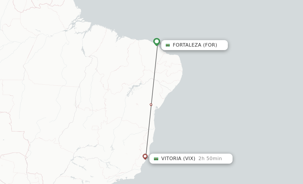 Flights from Fortaleza to Vitoria route map