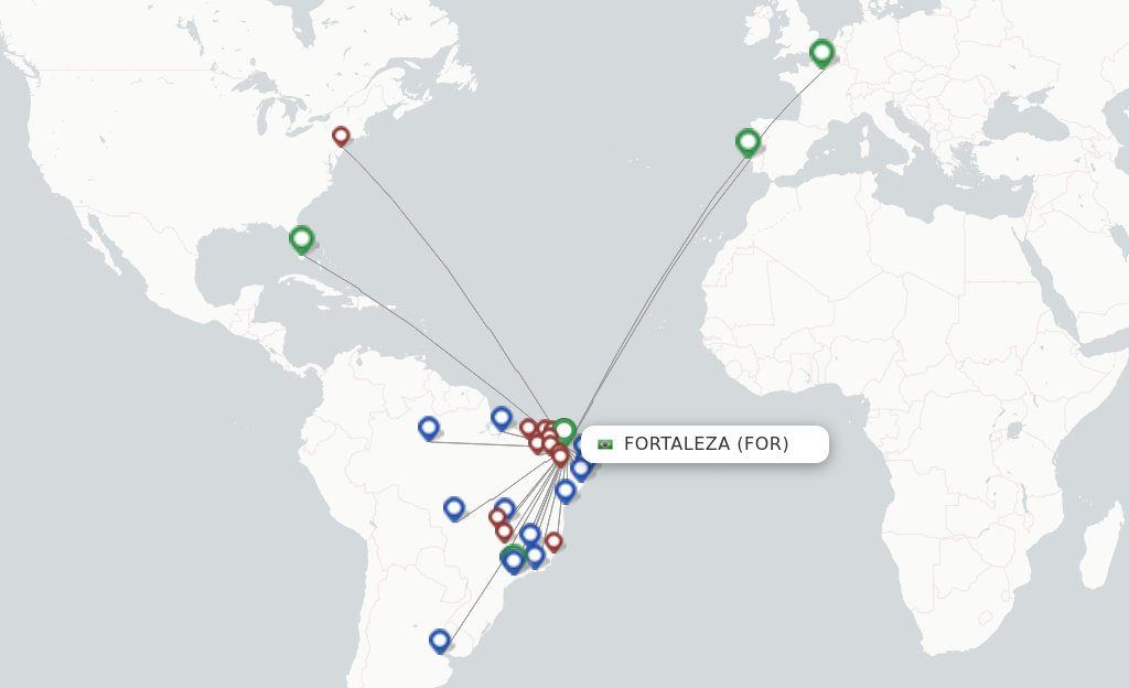 Flights from Fortaleza to Campina Grande route map