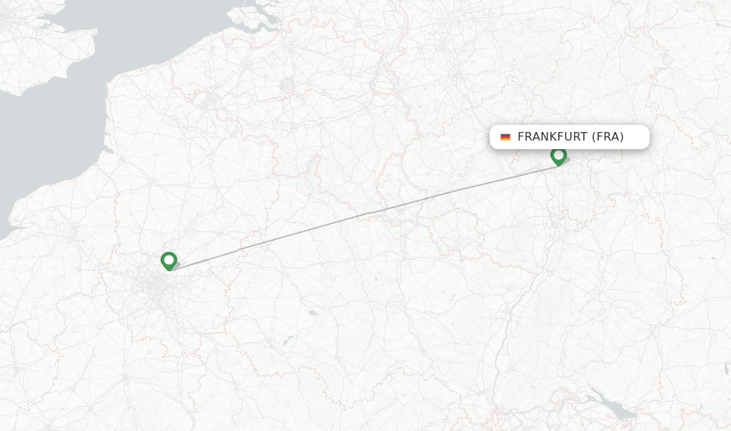 Route map with flights from Frankfurt with Air France