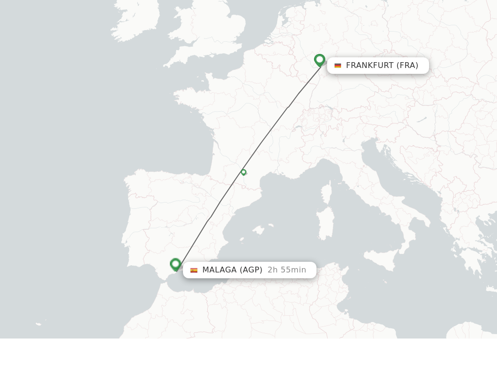 Flights from Frankfurt to Malaga route map