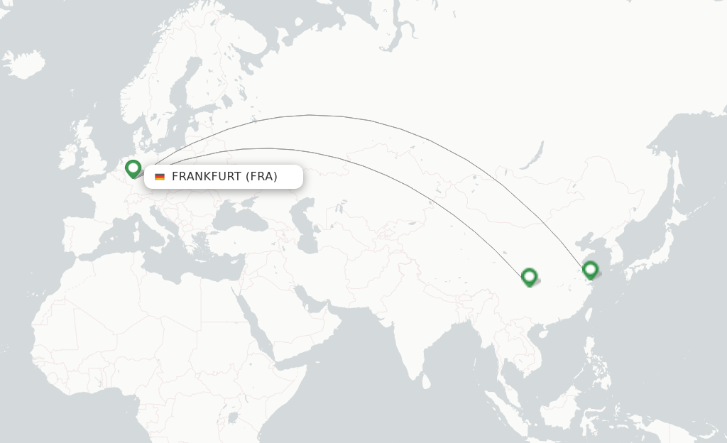Route map with flights from Frankfurt with Air China