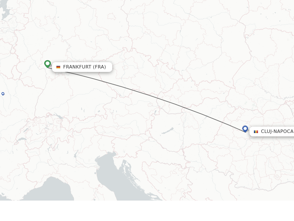 Flights from Frankfurt to Cluj-Napoca route map