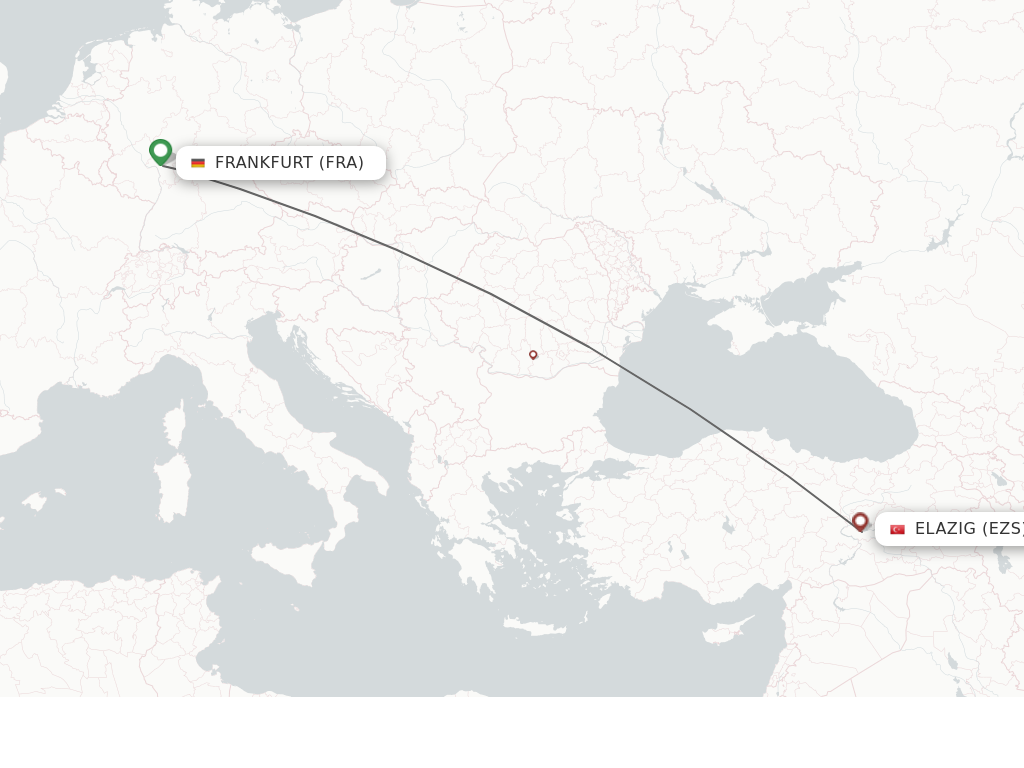 Flights from Frankfurt to Elazig route map