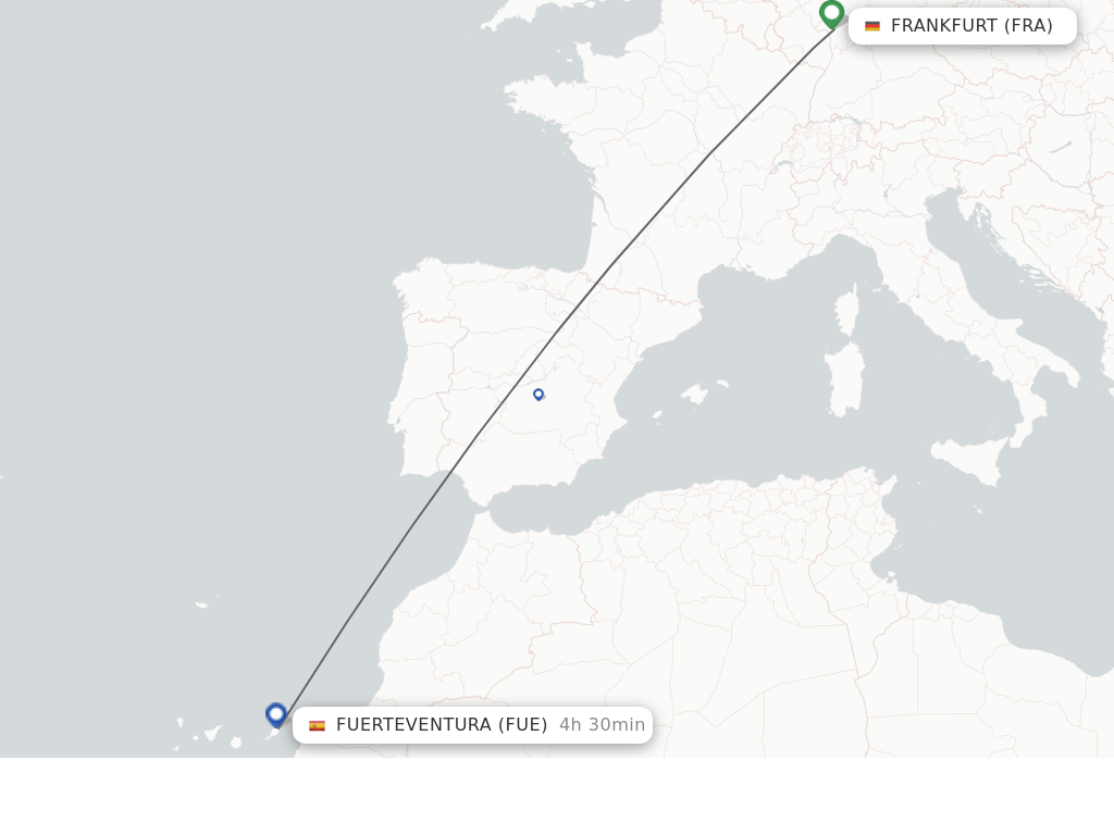Flights from Frankfurt to Puerto del Rosario route map